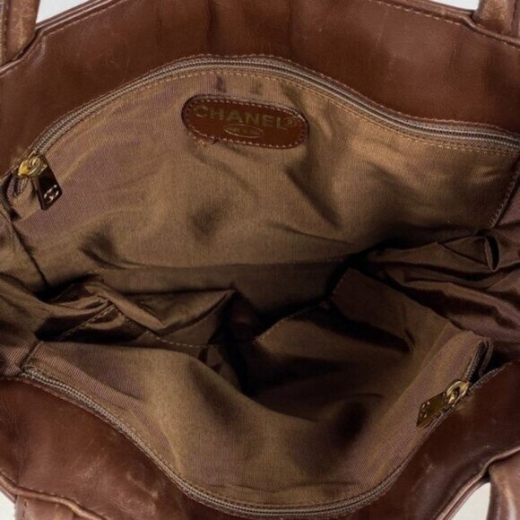 Authentic CHANEL Raffia Tote Summer Shoulder Bag Straw Beige Brown - Picture 7 of 16